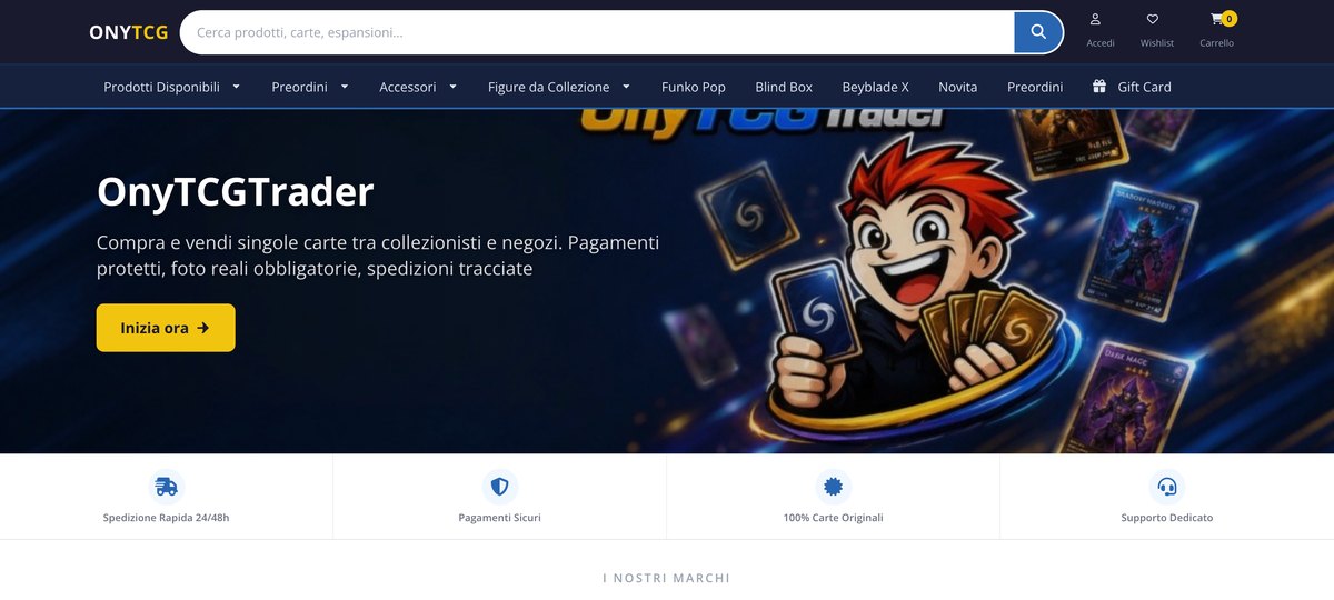 ONYTCG — e-commerce di carte collezionabili costruito con DadoCommerce